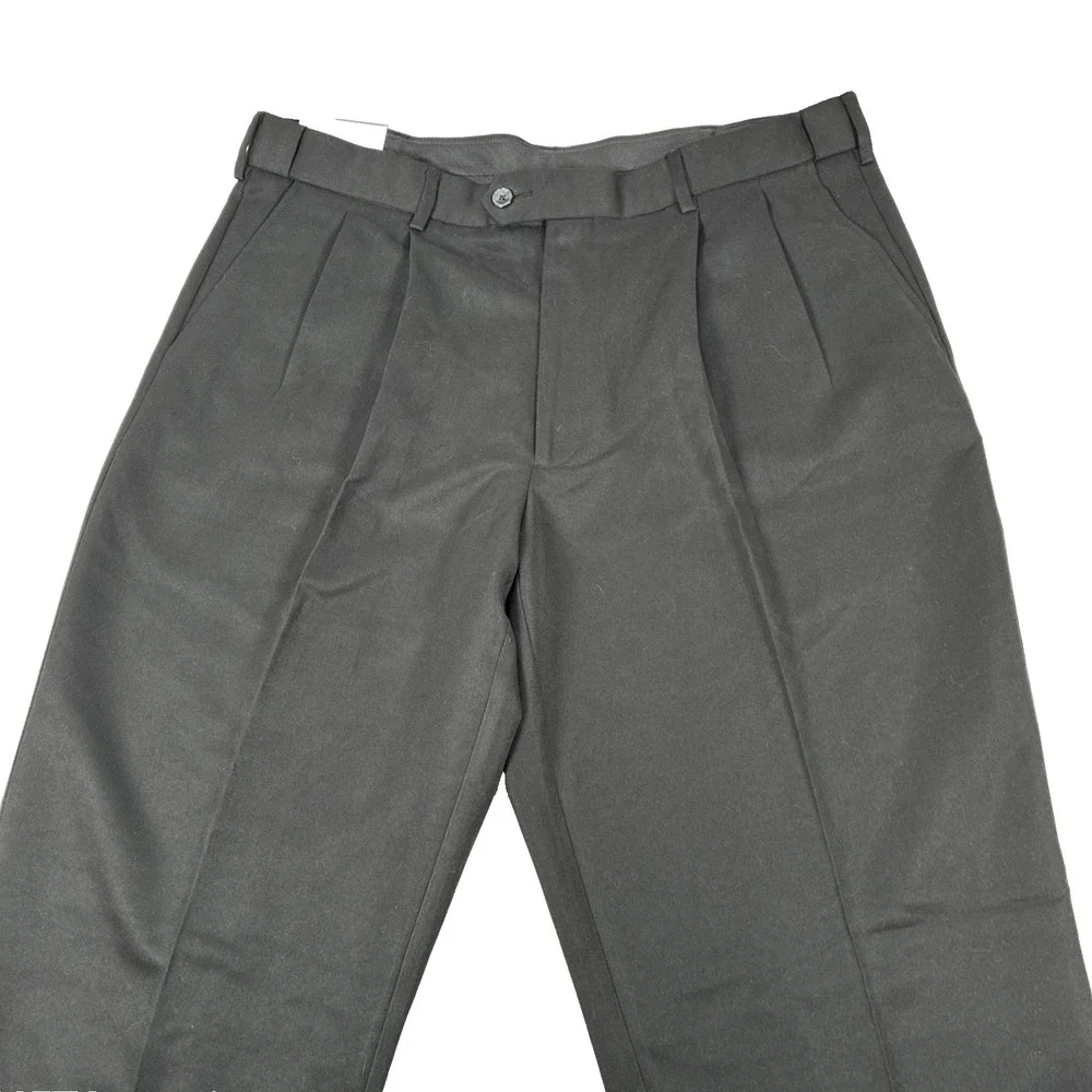 New Mens Savane Pleated Comfort Waist Chino Pants Size 38x32 Black Microfiber